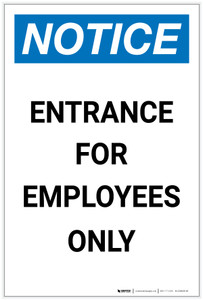 Notice: Entrance For Employees Only Portrait - Label