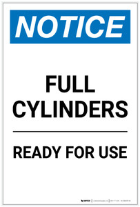 Notice: Full Cylinders Ready For Use Portrait - Label