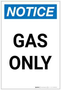 Notice: Gas Only Portrait - Label