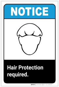 Notice: Hair Protection Required with Icon ANSI Portrait - Label