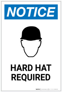 Notice: Hard Hat Required with Icon Portrait - Label
