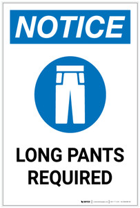 Notice: Long Pants Required with Icon Portrait - Label