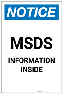 Notice: MSDS Information Inside Portrait - Label