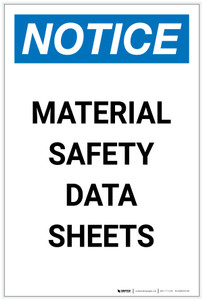 Notice: Material Safety Data Sheets Portrait - Label