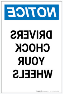 Notice: Chock Your Wheels Mirrored Portrait - Label