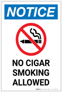 Notice: No Cigar Smoking Allowed Portrait - Label