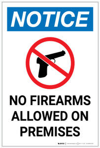 Notice: No Firearms Allowed Premises with Icon Portrait - Label