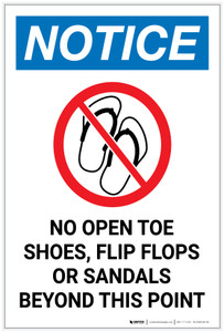 Notice: No Open Toe Shoes Flip Flops or Sandals Beyond This Point with Icon Portrait - Label