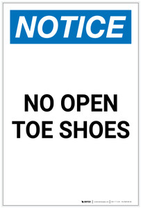 Notice: No Open Toe Shoes Portrait - Label