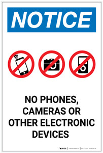 Notice: No Phones, Cameras or Other Electronic Devices Portrait - Label