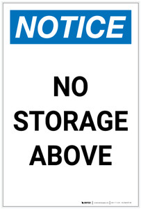Notice: No Storage Above Portrait - Label