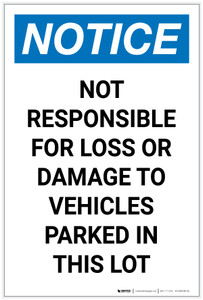 Notice: Not Responsible for Damage or Loss Portrait - Label