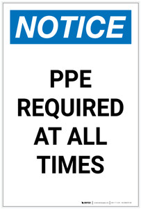 Notice: PPE Required At All Times Portrait - Label
