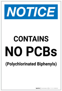 Notice: Contains No PCBs Portrait - Label