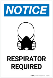 Notice: Respirator Required with Icon Portrait - Label Notice: Respirator Required with Icon Portrait - Label