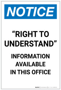 Notice: Right To Understand Information Available Portrait - Label