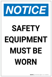 Notice: Safety Equipment Must be Worn Portrait - Label