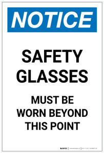 Notice: Safety Glasses Must be Worn Beyond This Point Portrait - Label