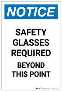 Notice: Safety Glasses Required Beyond This Point Portrait - Label