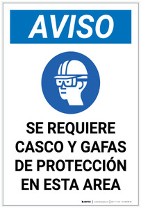Notice: Spanish Helmet And Goggles Required In Area with Icon Portrait - Label