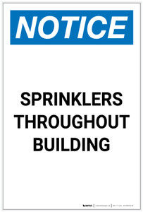 Notice: Sprinklers Throughout Building Portrait - Label