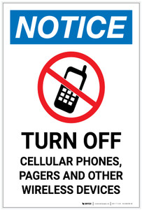 Notice: Turn Off Cellular Phones Pagers Other Wireless Devices No Cellphone Icon Portrait - Label
