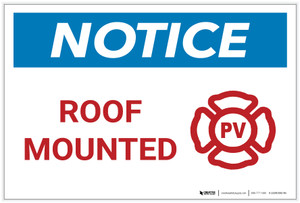 Notice: Roof Mounted - Fire Safety - Label