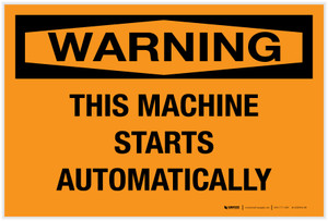 Warning: This Machine Starts Automatically - Label