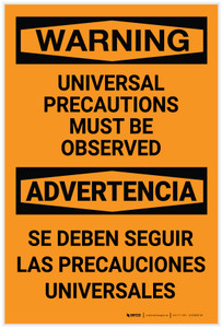 Warning: Universal Precautions Must Be Observed Bilingual Spanish - Label