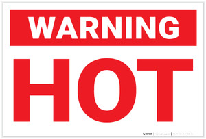 Warning: Hot (White) Landscape - Label