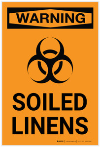 Warning: Soiled Linens Biohazard Portrait with Graphic - Label