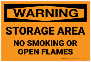 Warning: Storage Area No Smoking Open Flame - Label