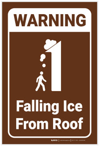 Warning: Falling Ice From Roof Campground Park - Label