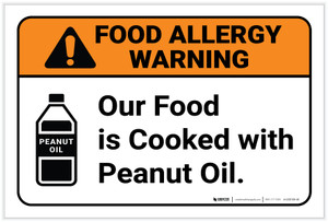 Warning: Food Is Cooked With Peanut Oil Allergy - Label