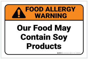 Warning: Food May Contain Soy Products Tent - Label