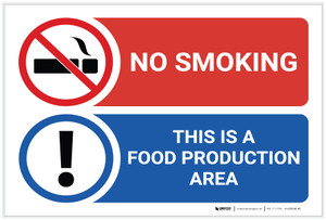 Warning: No smoking Food Production Area - Label