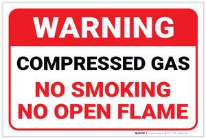 Warning: Compressed Gas No Smoking Open Flame - Label