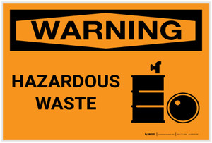 Warning: Hazardous Waste With Graphic - Label