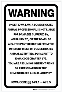 Warning: Iowa Equine Liability IA - Label