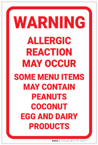 Warning: May Contain Peanut Coconut Egg Dairy Products - Label
