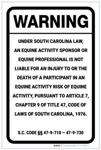 Warning: South Carolina Equine SC - Label