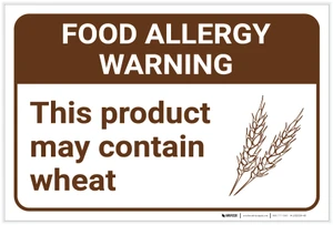 Warning: Food Allergy Warning Product May Contain Wheat with Icon Landscape - Label
