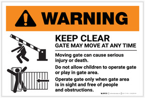 Warning: Keep Clear Gate May Move At Any Time with Icons Landscape - Label