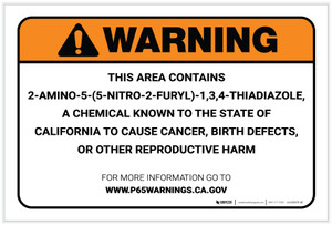 Warning: Prop 65 2-Amino-5-(5-Nitro-2-Furyl)-1,3,4 thiadiazole - Label