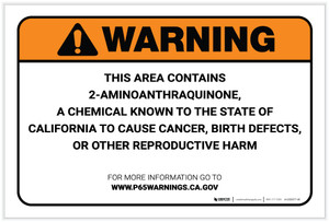 Warning: Prop 65 2 Aminoanthraquinone - Label
