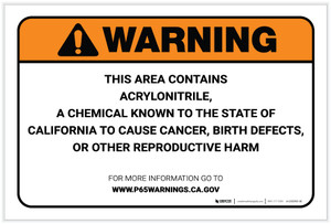 Warning: Prop 65 Acrylonitrile - Label