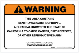 Warning: Prop 65 Benthiavalicarb isopropyl - Label