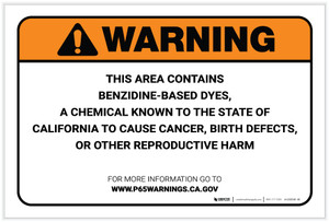 Warning: Prop 65 Benzidine based dyes - Label