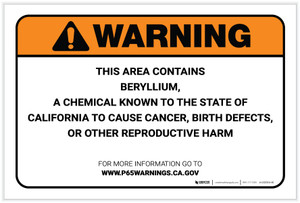 Warning: Prop 65 Beryllium - Label
