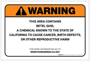 Warning: Prop 65 Betel Quid - Label
